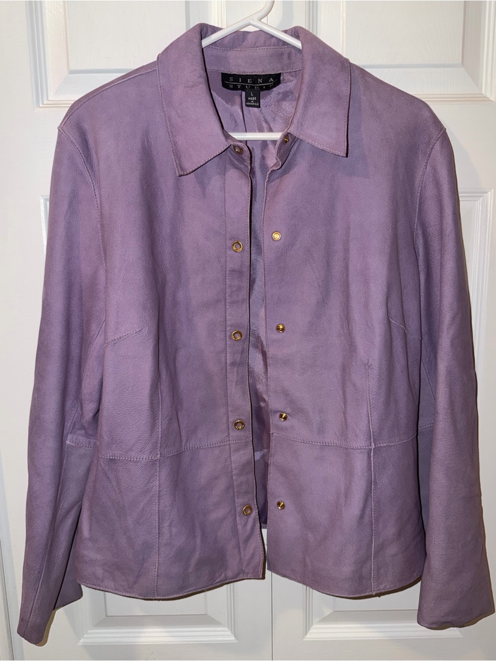 Vintage Y2K Lavender Snap-Front Suede Jacket Size L